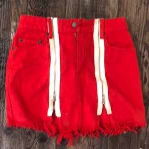 CARMAR Red Denim Mini w Zippers